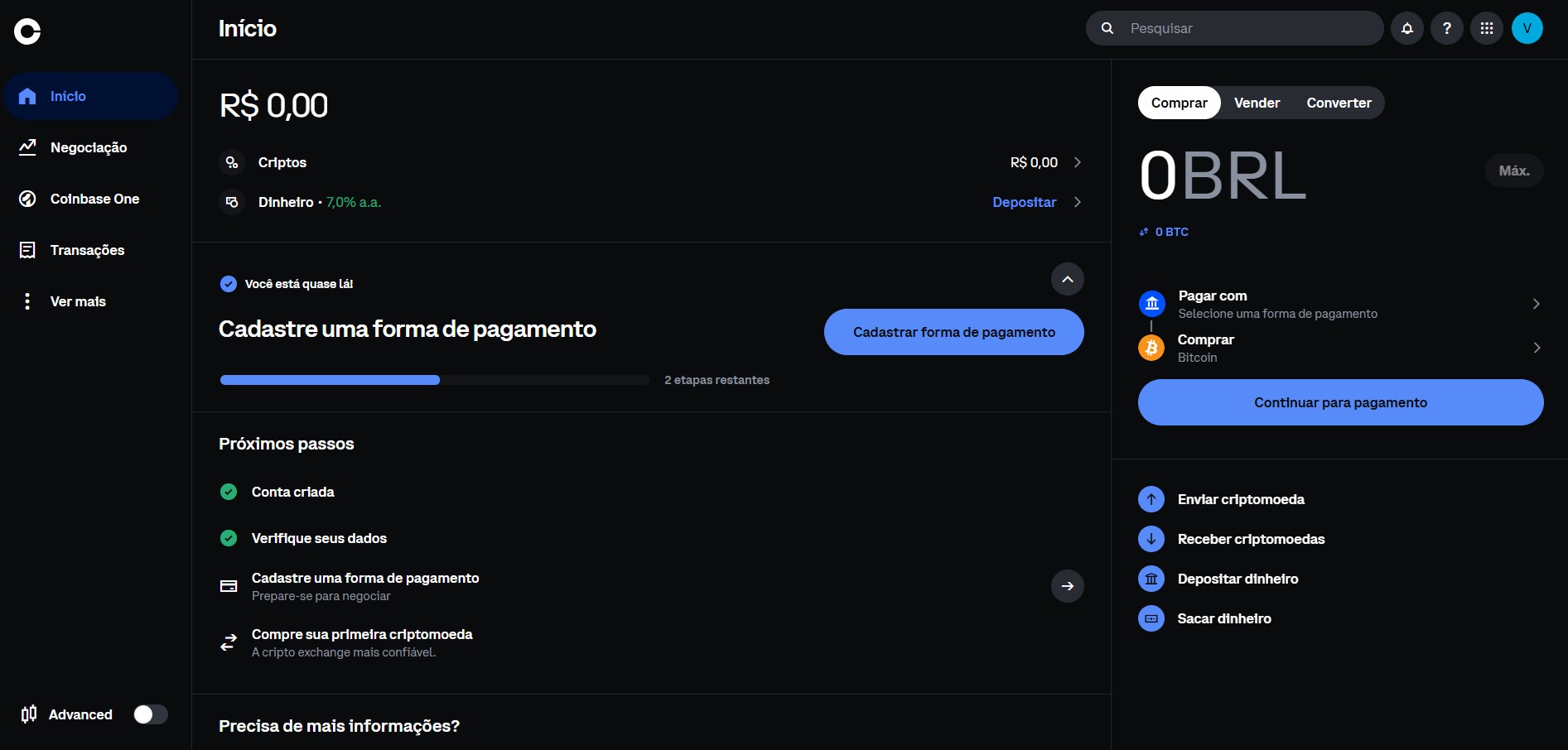 Coinbase - app para iniciantes no Brasil