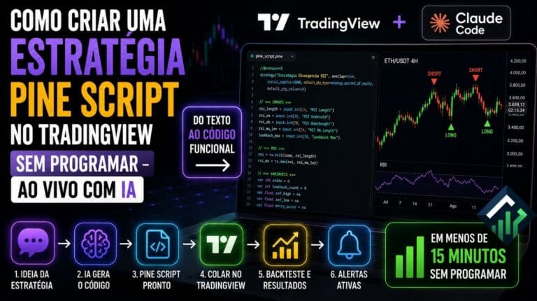 Como criar uma estratégia Pine Script no TradingView sem programar – ao vivo com IA