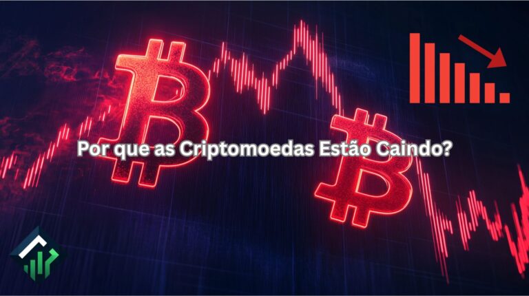 Criptomoedas em queda - grafico vermelho sobre fundo escuro azul