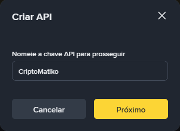 nome da chave API binance