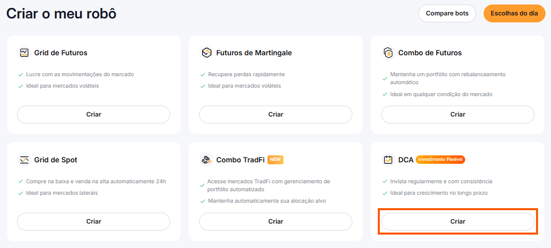 Bybit DCA bot ativo no dashboard de robos de trading
