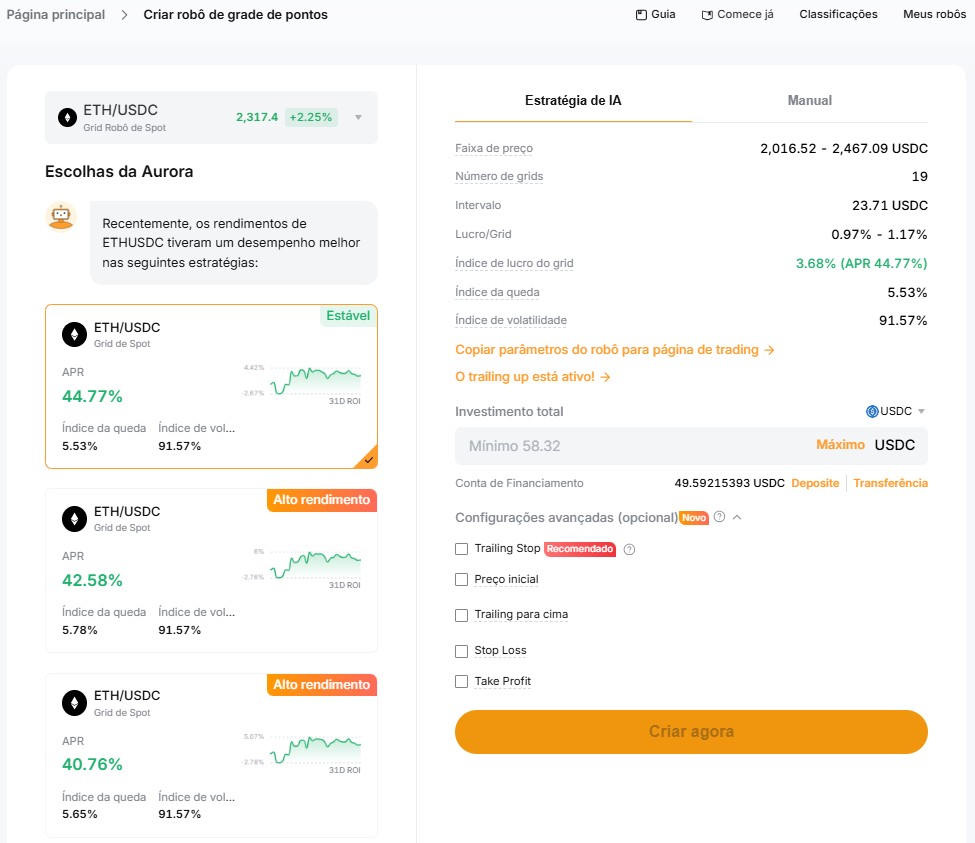bybit grid bot escolha ai strategy ou manual