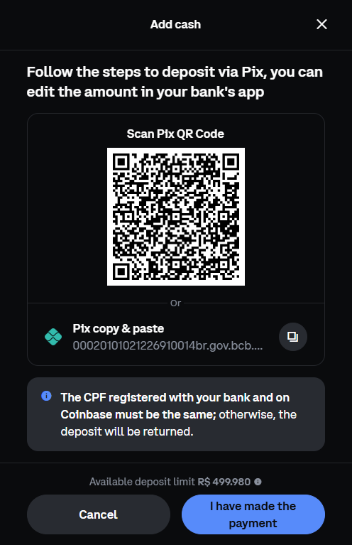 Coinbase aceitando Pix gratuito via Nu Pagamentos S.A. para depósitos e saques em reais