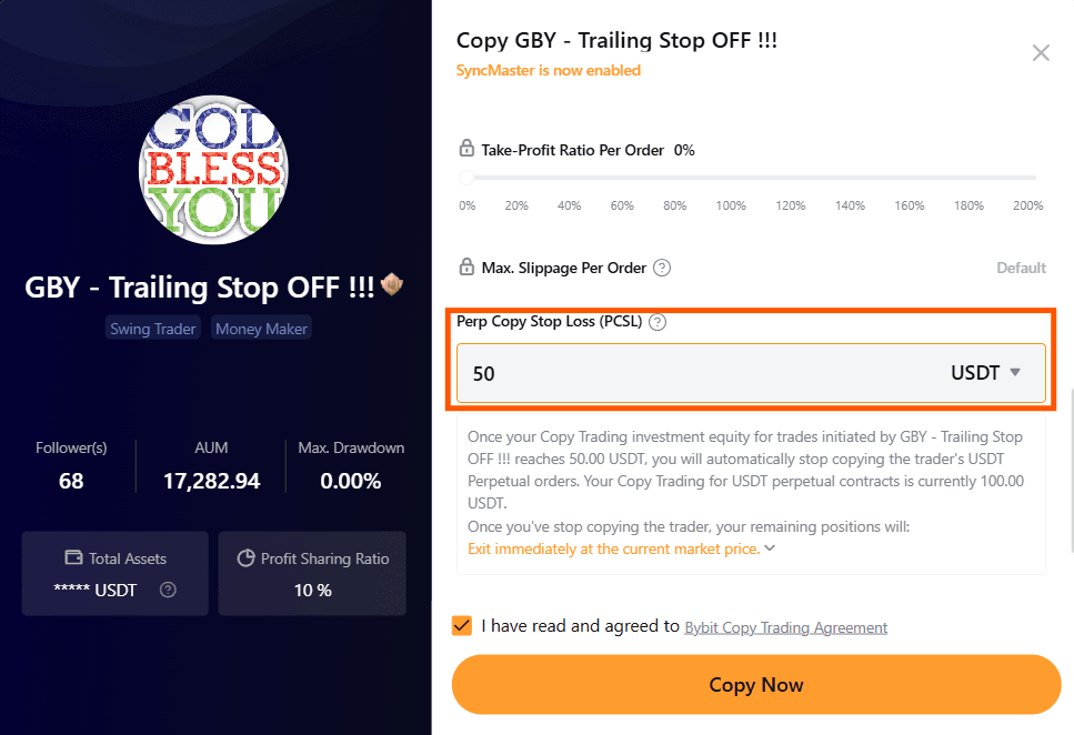 copy trading bybit trailing stop pcsl configurar