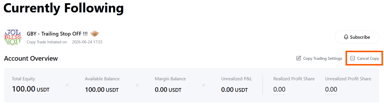 como parar copy trading bybit stop copying opcoes