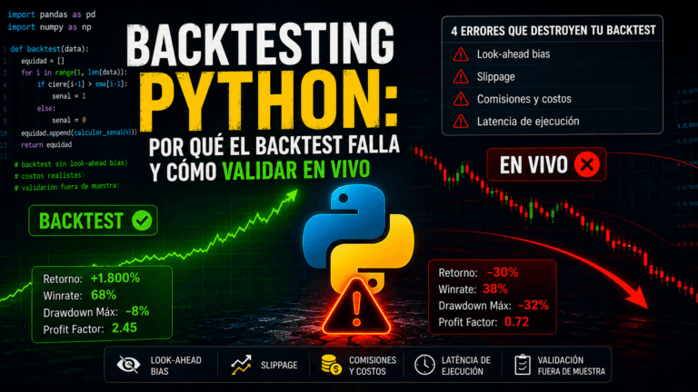 Backtesting Python: por qué el backtest falla y cómo validar en vivo