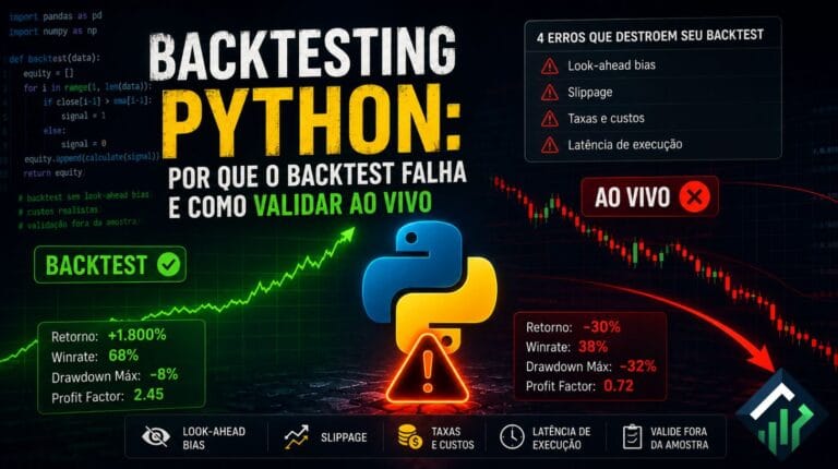 Backtesting Python: por que o backtest falha e como validar ao vivo