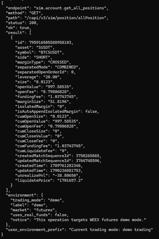 IA para operar criptomoedas via WEEX em modo demo no Claude Code