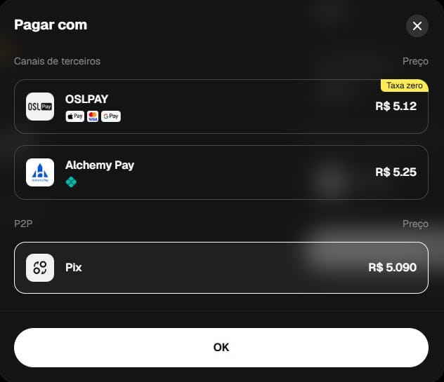 Depósito via P2P na WEEX exchange com Pix